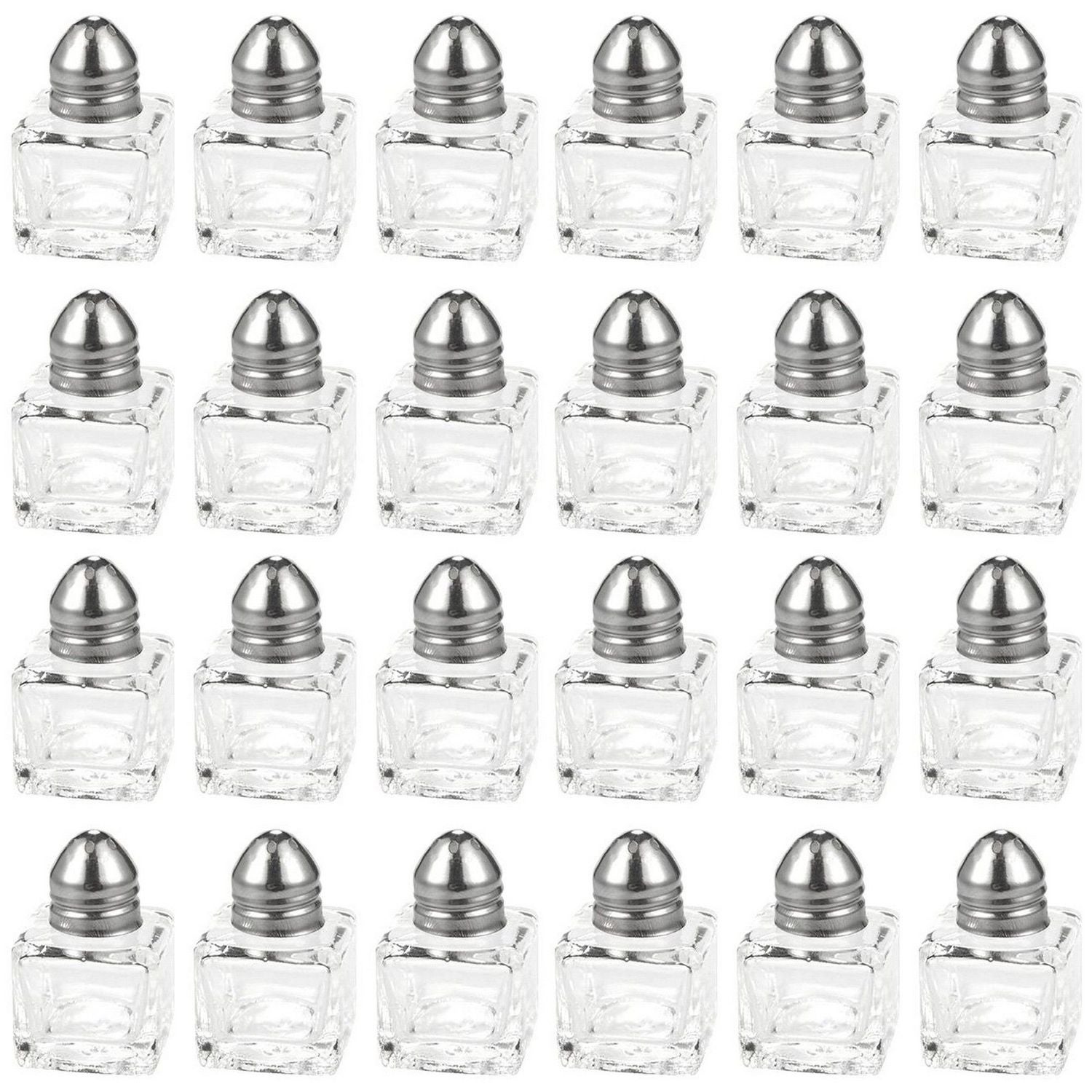 24x Mini Salt and Pepper Shakers Set， Glass Kitchenware， Transparent， 0.5 Oz