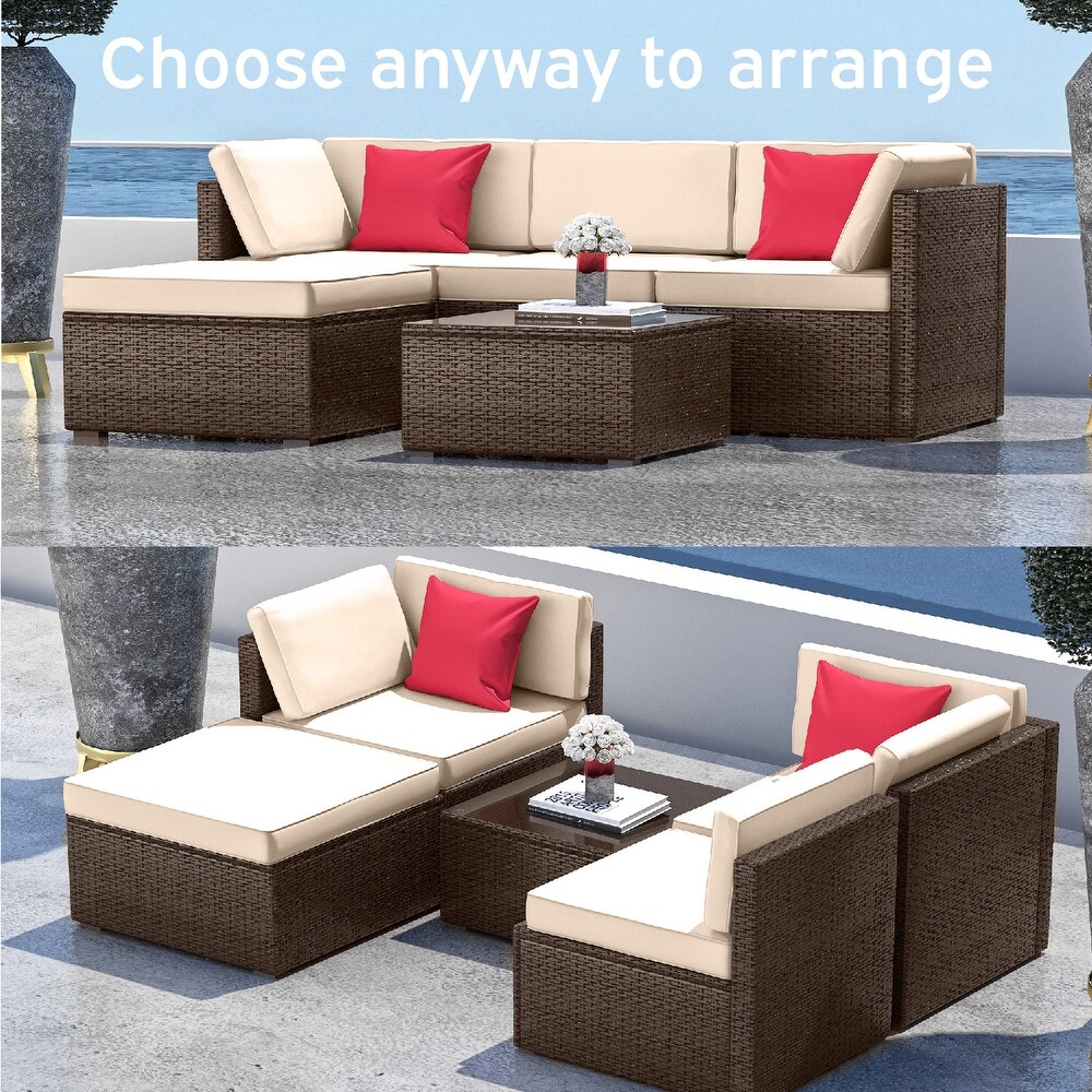 Nestl 5 Piece Outdoor Wicker Patio Furniture Set   Patio Furniture Set with Sectional Patio Seating