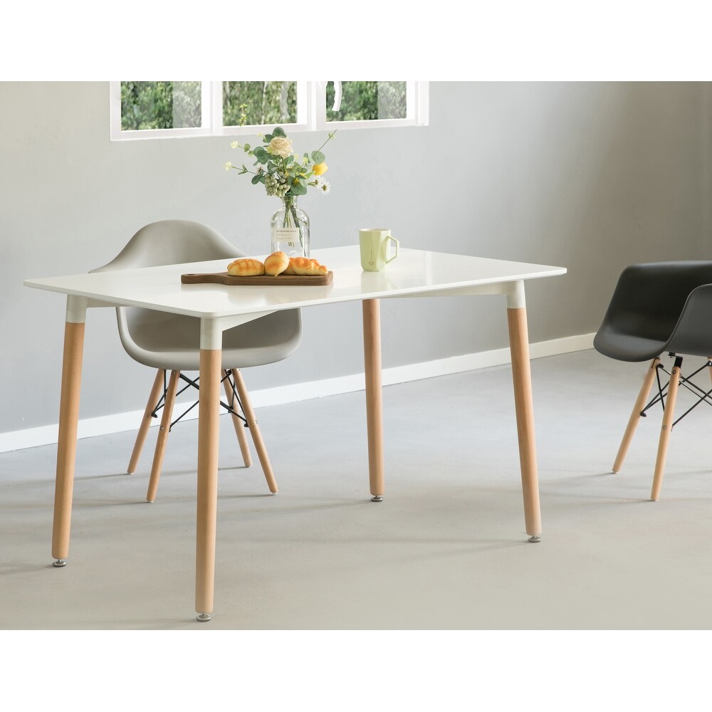 4 Ft. Dining Table with White Tabletop and Solid Beech Wood Legs