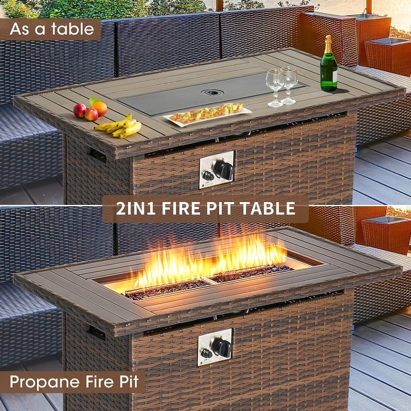 15 Pcs Patio Furniture Sets with 50000 BTU Fire Pit Table