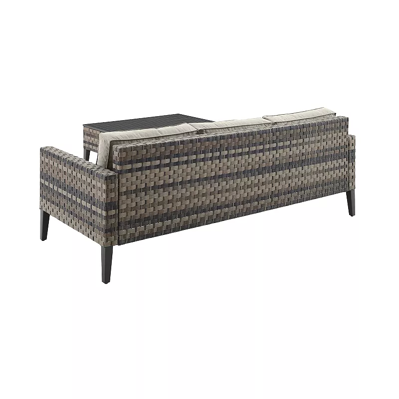 Crosley Prescott Wicker Patio Couch and Coffee Table 2-piece Set