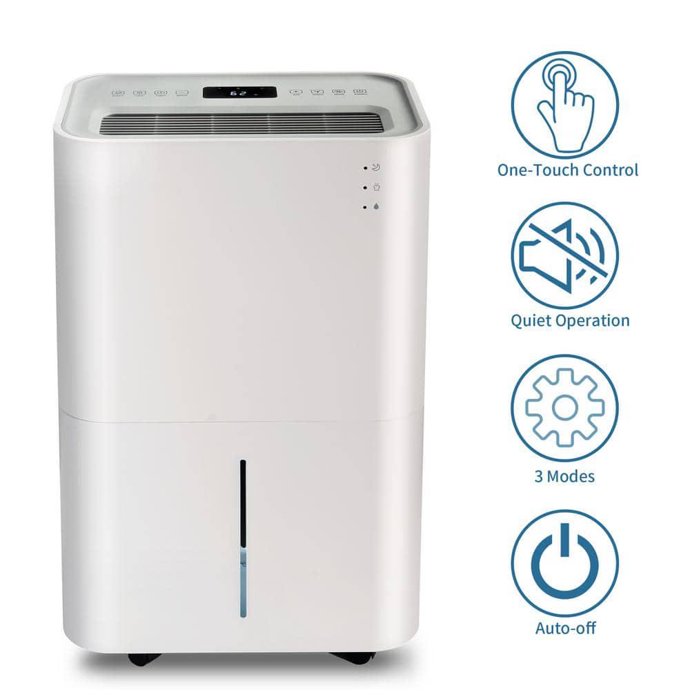 50Pint Portable Dehumidifier 4500 sq ft Dehumidifier with 4L Water Tank Auto or Manual Drain Auto Shutoff