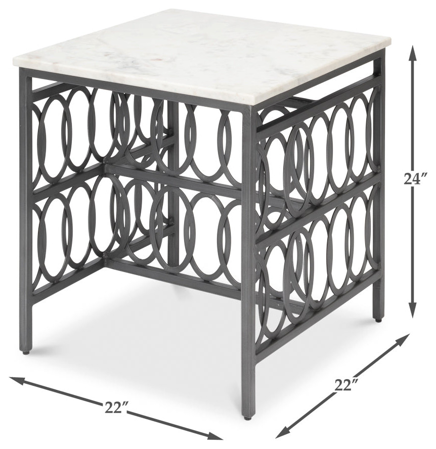 Olympia Square Side Table White Marble Top   Traditional   Side Tables And End Tables   by Sideboards and Things  Houzz