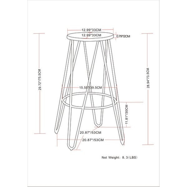 WYNDENHALL Kendall Industrial Metal Counter Height Stool with Wood Seat