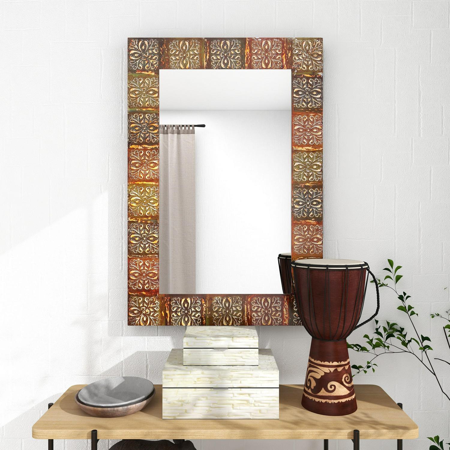 DecMode Multi Colored Metal Traditional Wall Mirror  Crowdfused