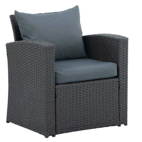 4Piece PE Wicker Patio Conversation Set with Cushions