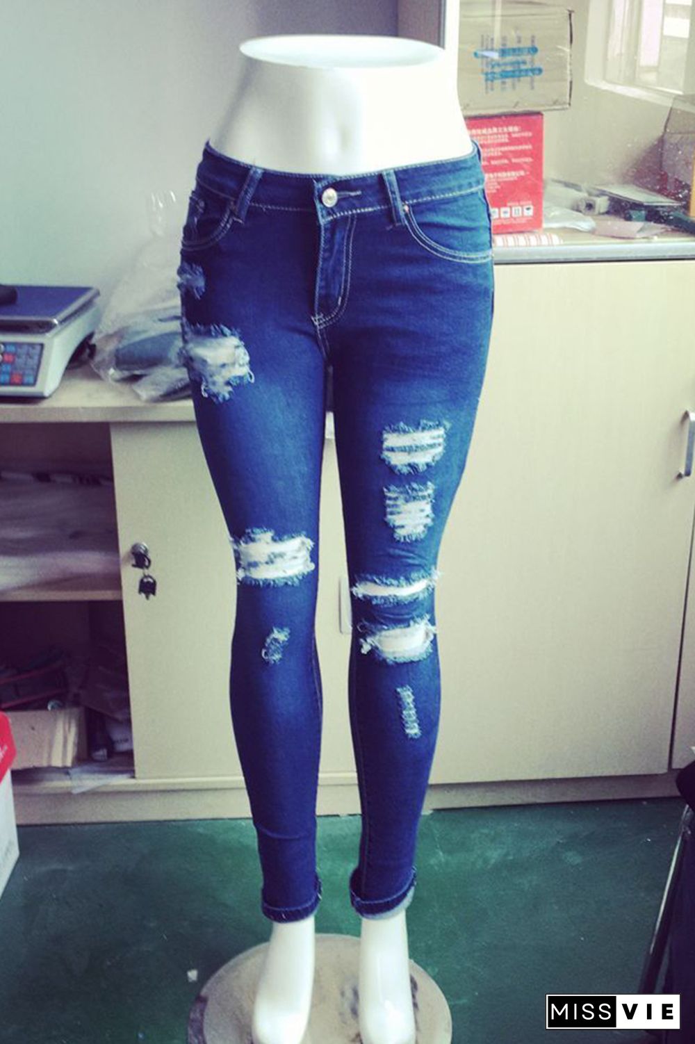 Ripped Slim Pencil Jeans Wholesale