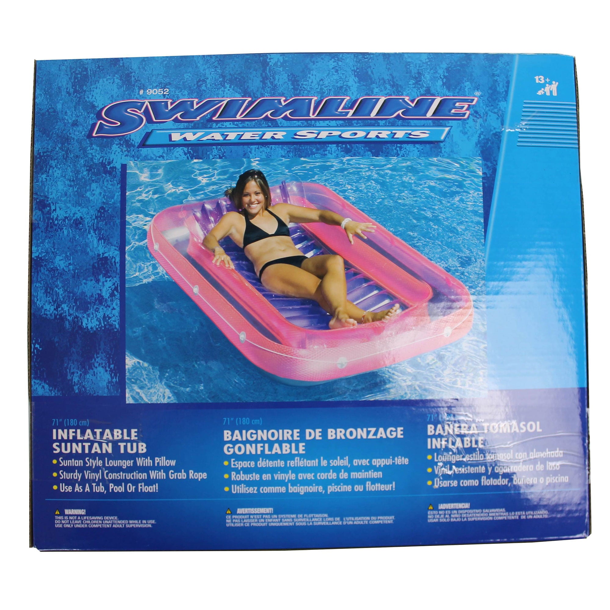 Swimline 9052 71 Inch Swimming Pool Inflatable Tub Float Lounge Chairs (2 Pack)