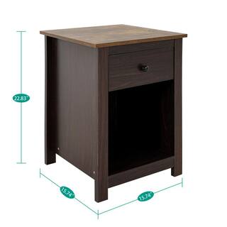 HOMESTOCK 1-Drawer Espresso 22.83 in. H x 15.74 in. W x 15.74 in. D MDF Engineered Wood Lateral File Cabinet 81680HD