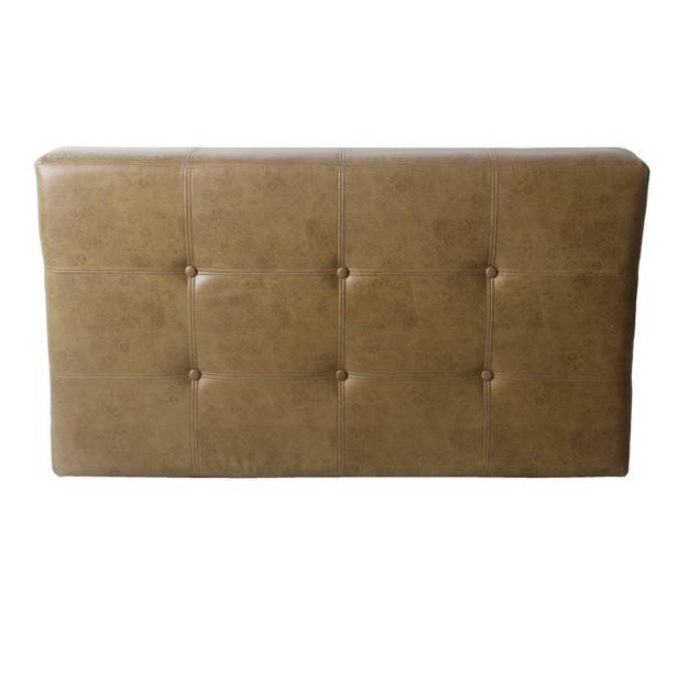 Tufted Coffee Table Ottoman Faux Leather Light Brown Homepop