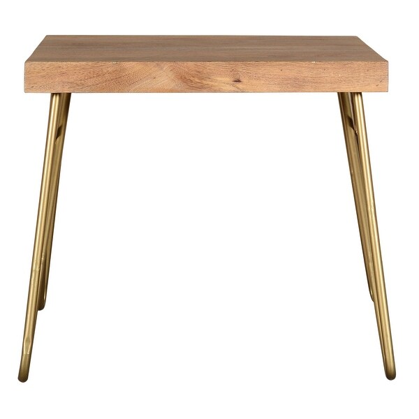 Rustic Modern Solid Wood Accent Table in Natural and Aged Gold