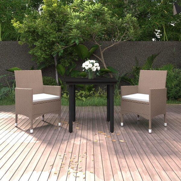 vidaXL Patio Dining Set Outdoor Table and Chair Set Poly Rattan and Glass