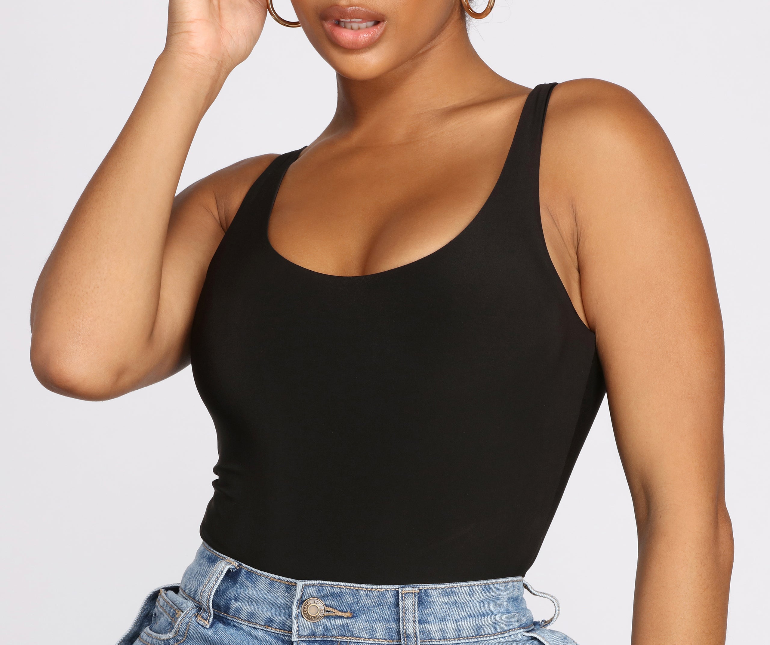 Basic Scoop Neck Knit Bodysuit