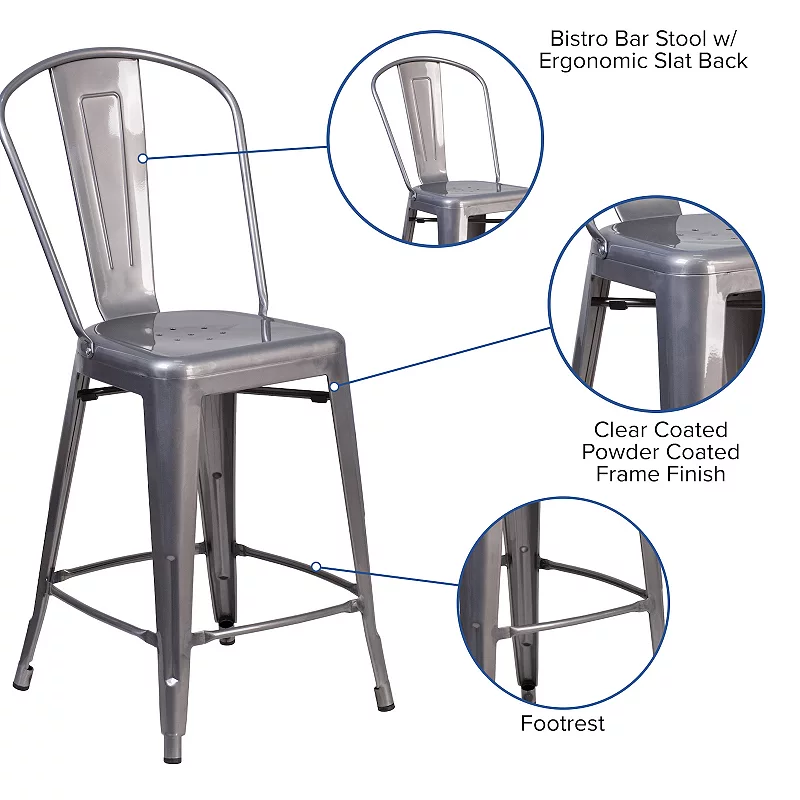 Flash Furniture 24-in. Counter-Height Stool with Back