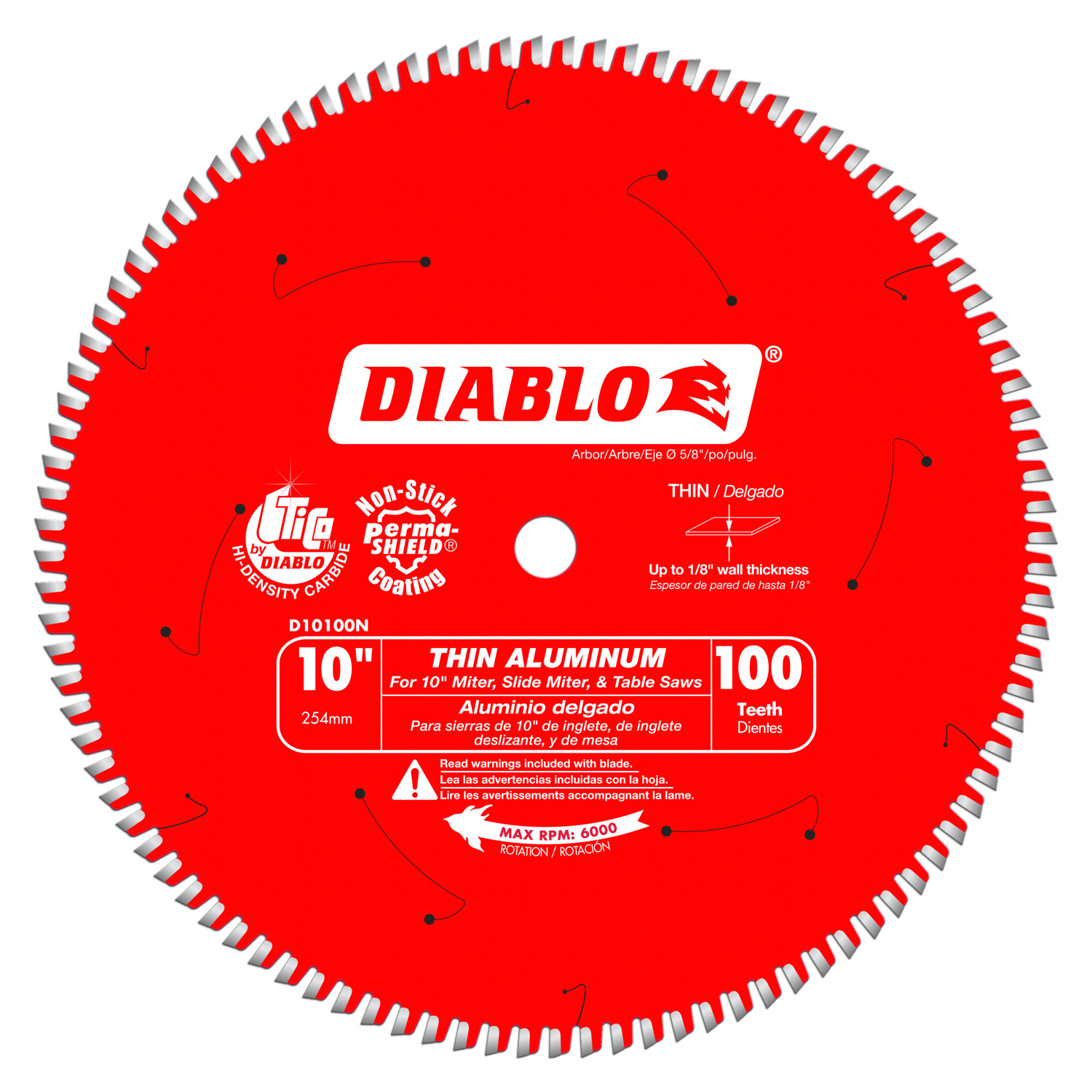 Diablo 10 in. D X 5/8 in. Carbide Circular Saw Blade 100 teeth 1 pk