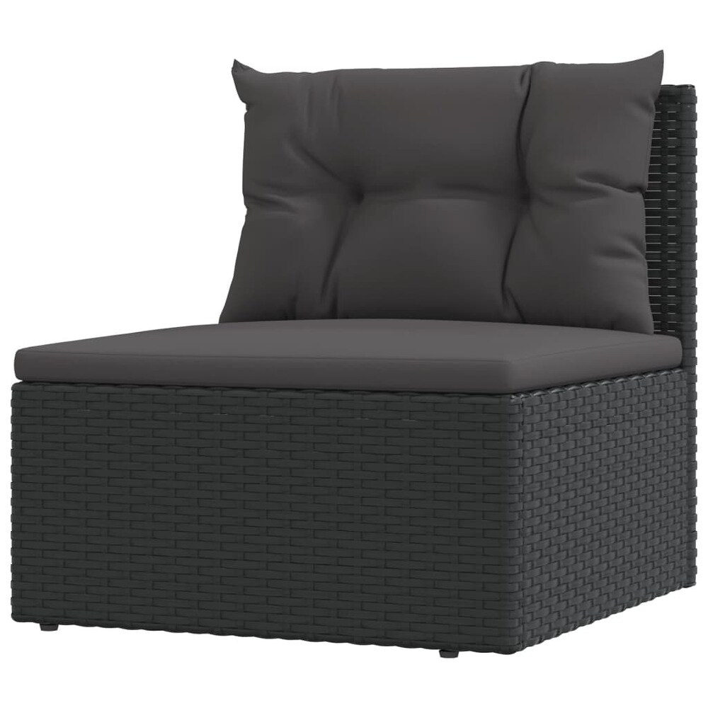 vidaXL 6 Piece Patio Lounge Set with Cushions Black Poly Rattan   21.3\