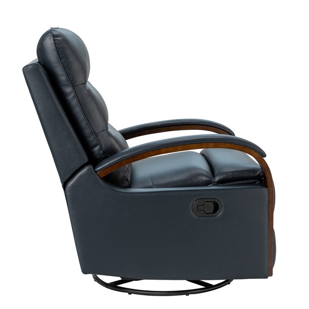 Clemens Genuine Leather Swivel Rocking Manual Recliner With Decorative Curved Mood Arm Set Of 2 Artful Living Design