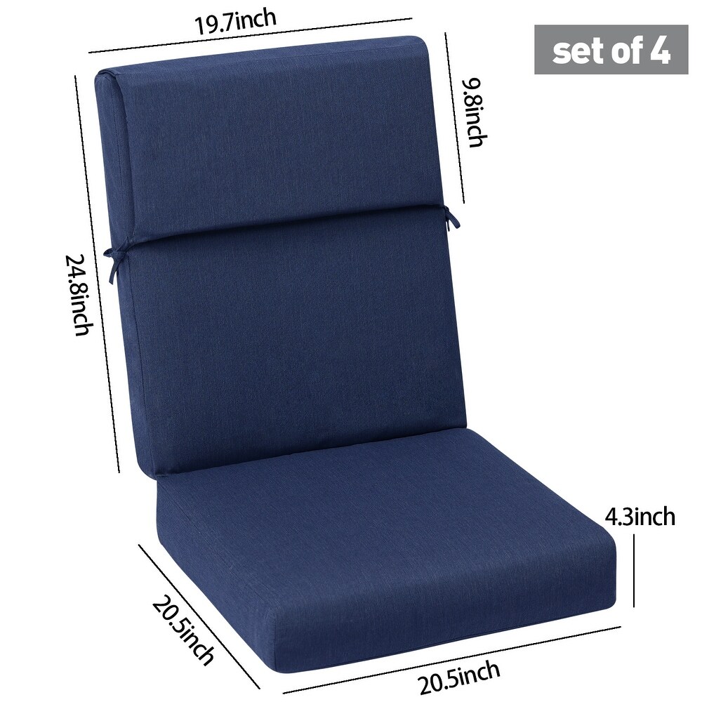 Aoodor Patio High Back Chair Cushions Set of 4，46x21x4 Inches(Only Cushions)