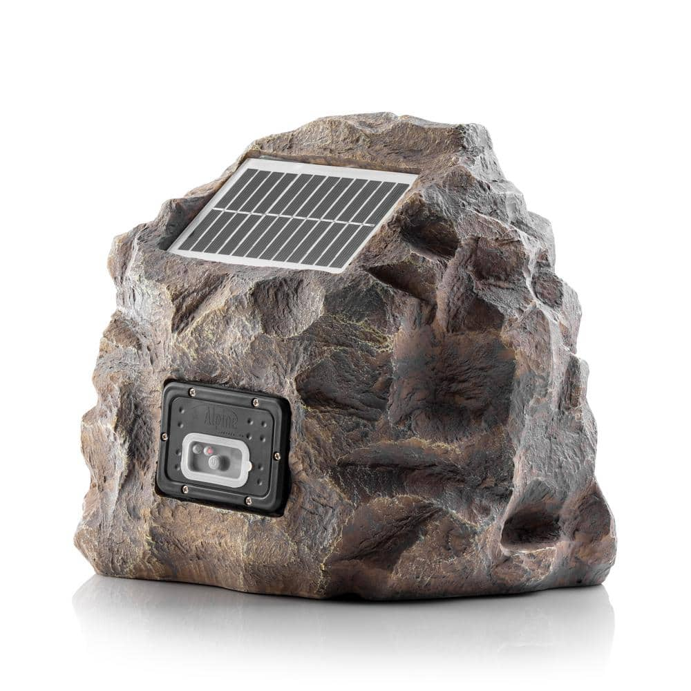 Alpine Corporation Weather-resistant Bluetooth Solar-Powered Outdoor Wireless Rock Speaker, Gray QLP542SLR-GR