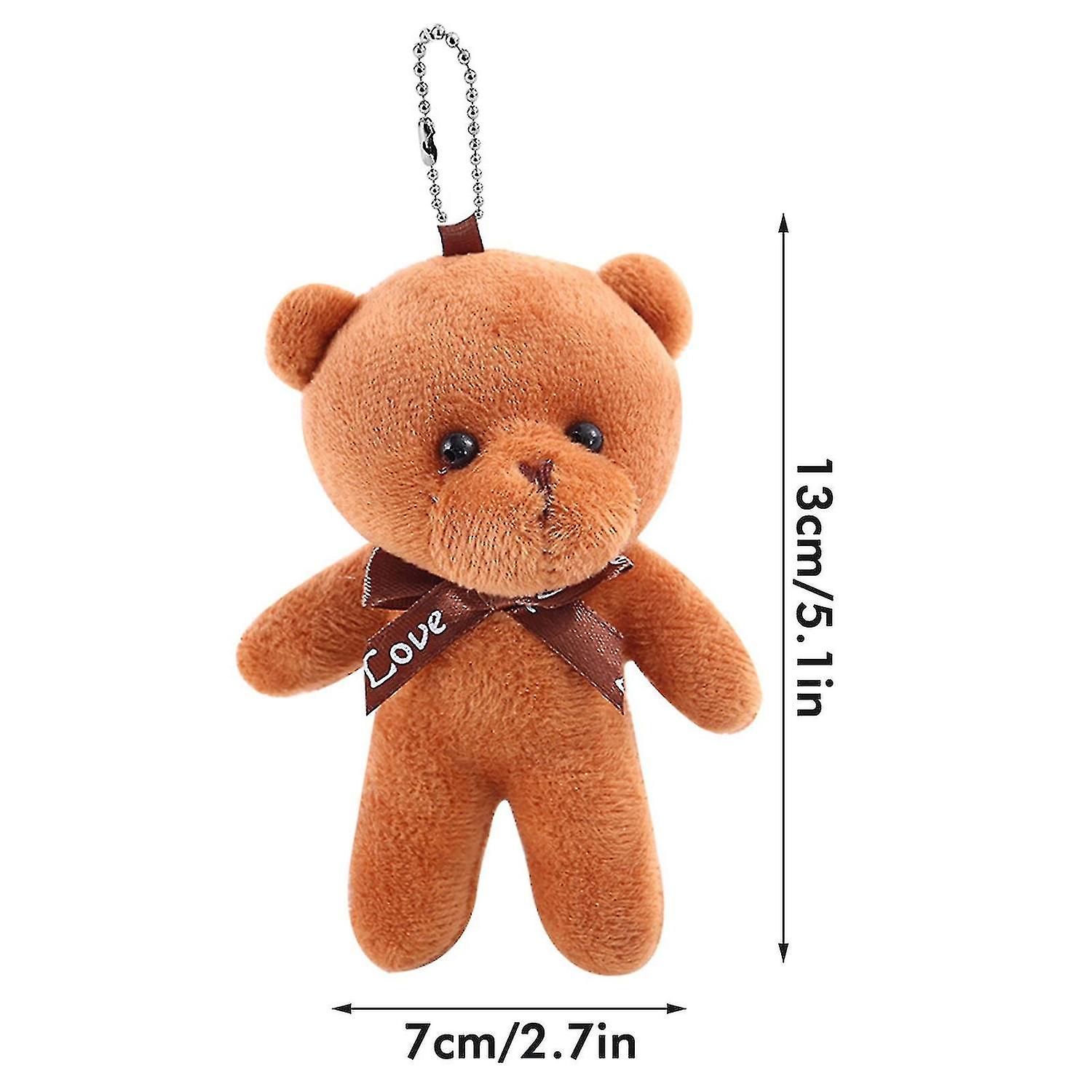 5pcs Random Color Mini Plush Conjoined Bear Toys Pendant Pp Cotton Soft Stuffed Bears Toy Doll Holid