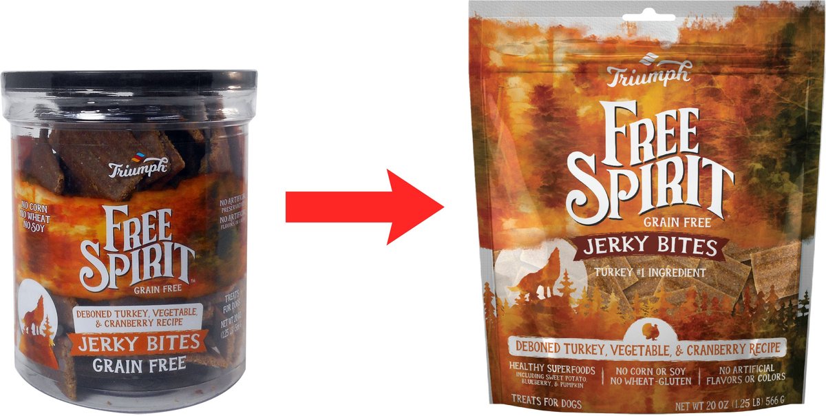 Triumph Free Spirit Jerky Bites Deboned Turkey， Vegetable and Cranberry Grain-Free Dog Treats