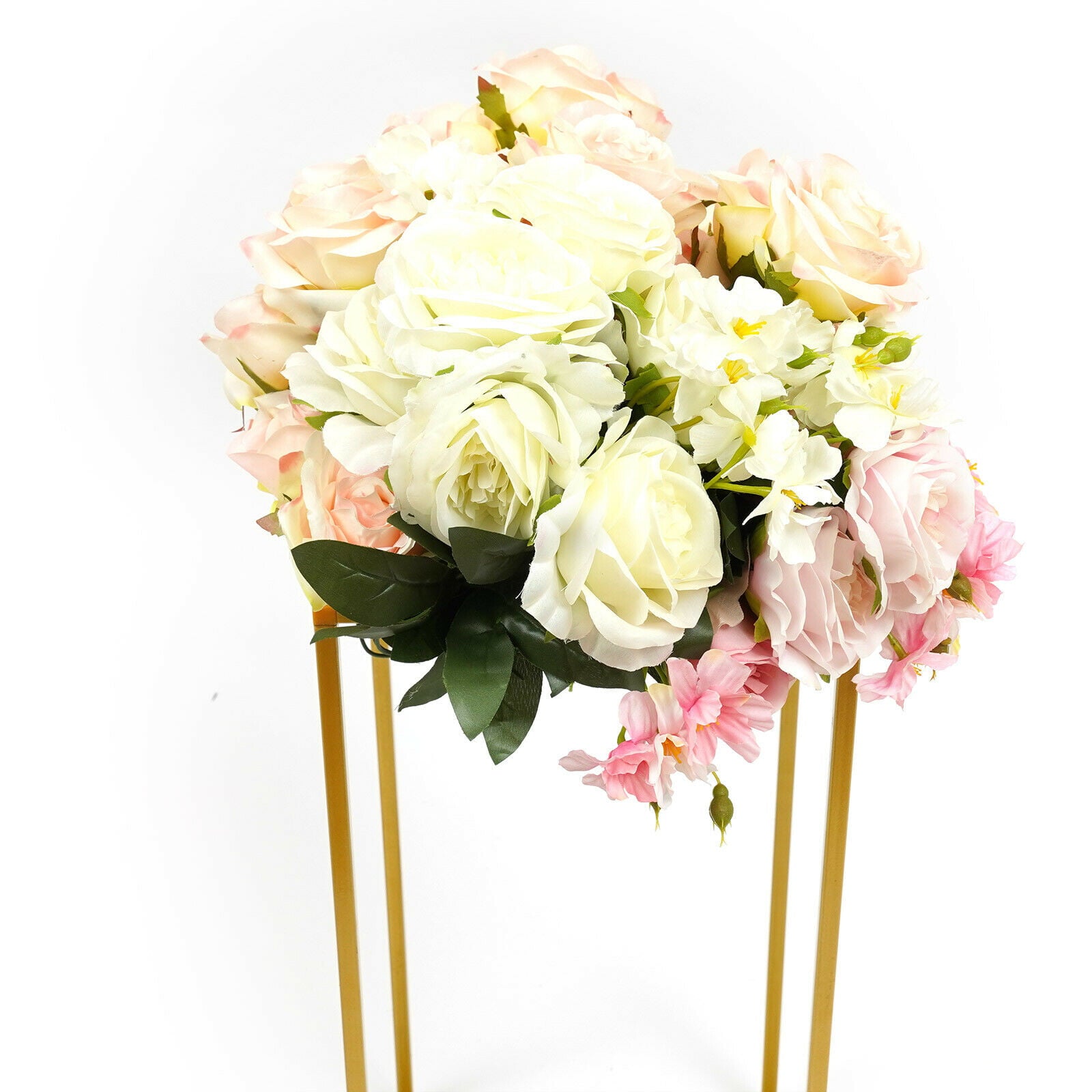 Anqidi Wedding Flower Stand Set, 10Pcs Rectangle Gold Metal Column Rack Wedding Prop Decor Balloon Display Holder (80cm)