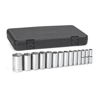 GEARWRENCH 12 in. Drive 6-Point Deep SAE Socket Set (14-Piece) 80733