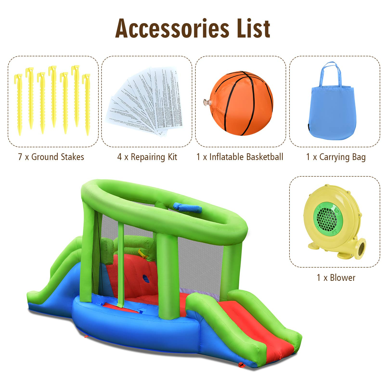 BOUNTECH Inflatable Bounce House, Kids Playhouse W/ Double Slides, Jumping Area