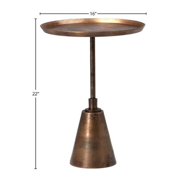 Blake Round Aluminum Oil Brass Finished Pedestal Base End Table