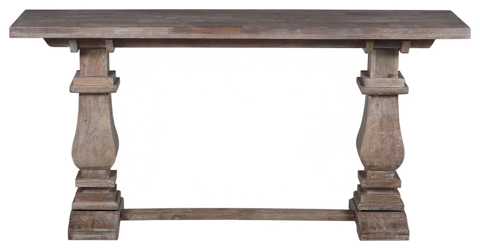 Charleston 63 quotDouble Pedestal Mango Wood Console Table   Traditional   Console Tables   by Bill Grace  Houzz