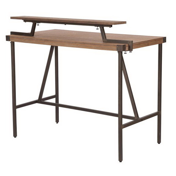 Gia Industrial Counter Table in Antique Metal and ...