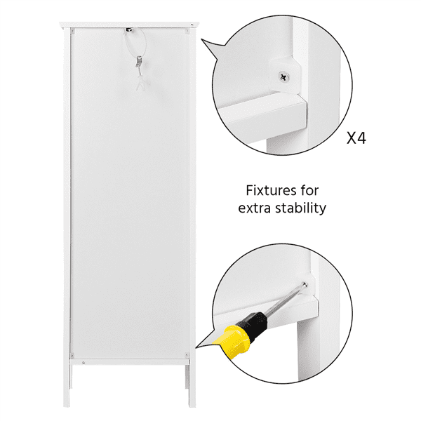 Topeakmart Bathroom Kitchen Floor Storage Cabinet with Drawer and Single Shutter Door White