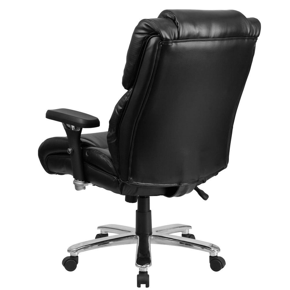 Flash Furniture Hercules Faux Leather High Back Executive Office Chair in Black Leather with Arms GO2149LEA