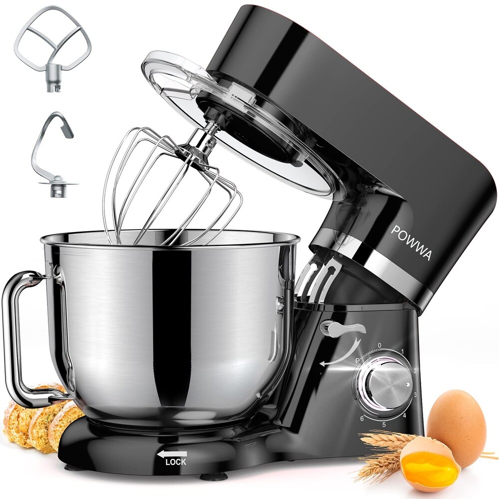 6.5 Quart Electric Mixer  6+1 Speed 660W Tilt Head Kitchen Food Mixers with Whisk  Dough Hook  Mixing Beater   Splash Guard