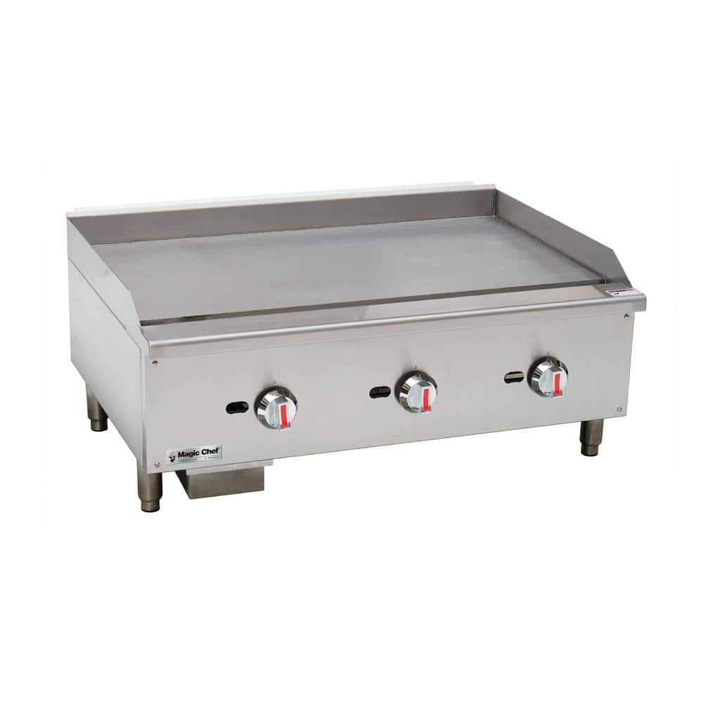 Magic Chef 36 in. Commercial Thermostatic Countertop Gas Griddle in Stainless Steel M36TG