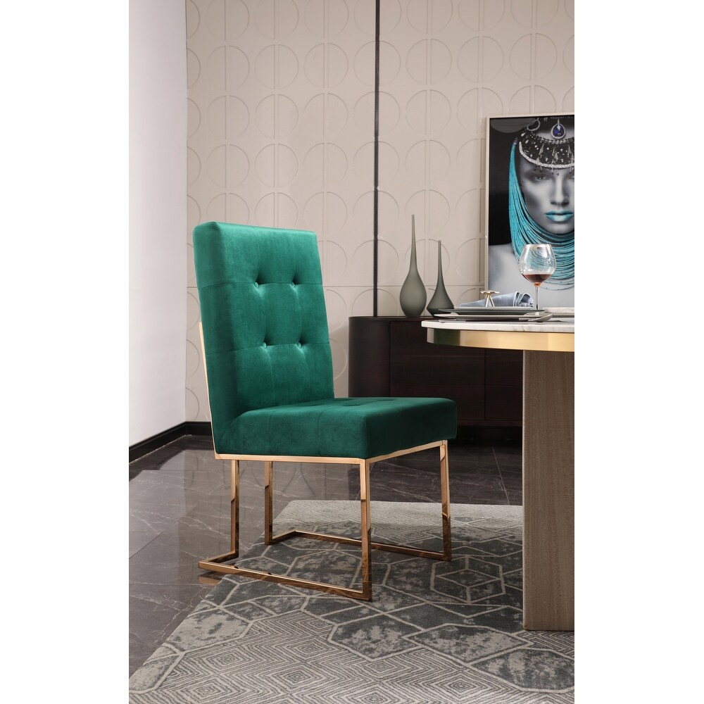 Modrest Legend Modern Green Velvet   Rose Gold Dining Chair (Set of 2)