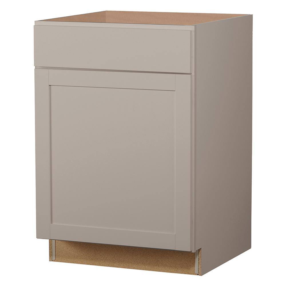 Hampton Bay Westfield Dusk Gray Shaker Stock Assembled Base Kitchen Cabinet (24 in. W x 23.75 in. D x 35 in. H) F12B24R