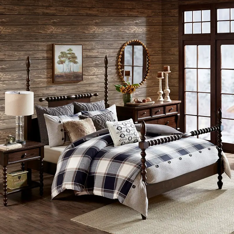 Black， Tan and Ivory Queen Urban Cabin 8 Piece Bedding Collection