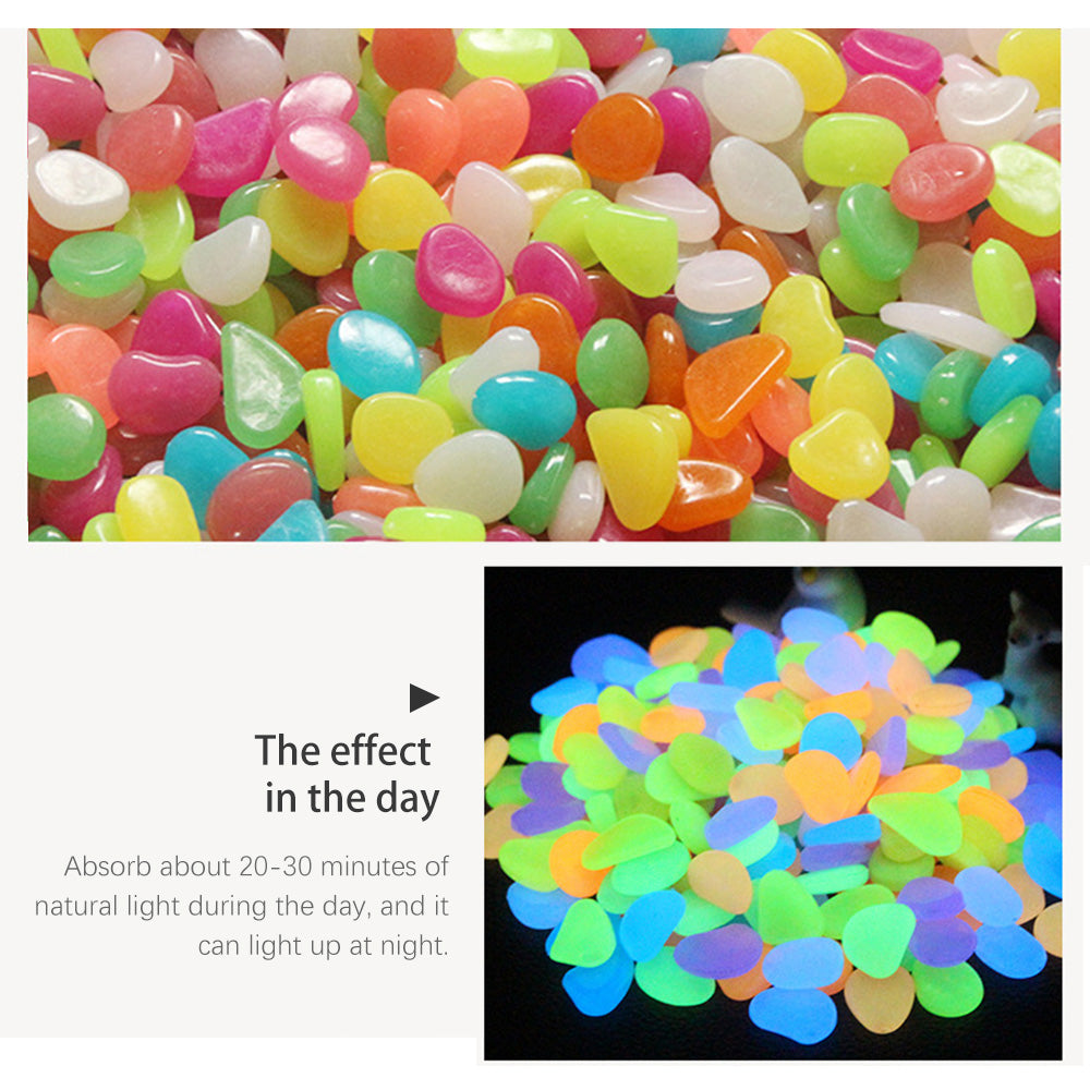 100PCS Glowing Stones For Decorations Fish Tank Aquarium Luminous Stone Indoor Outdoor Zen Garden Stones Rocks Glow in the Dark Pebbles