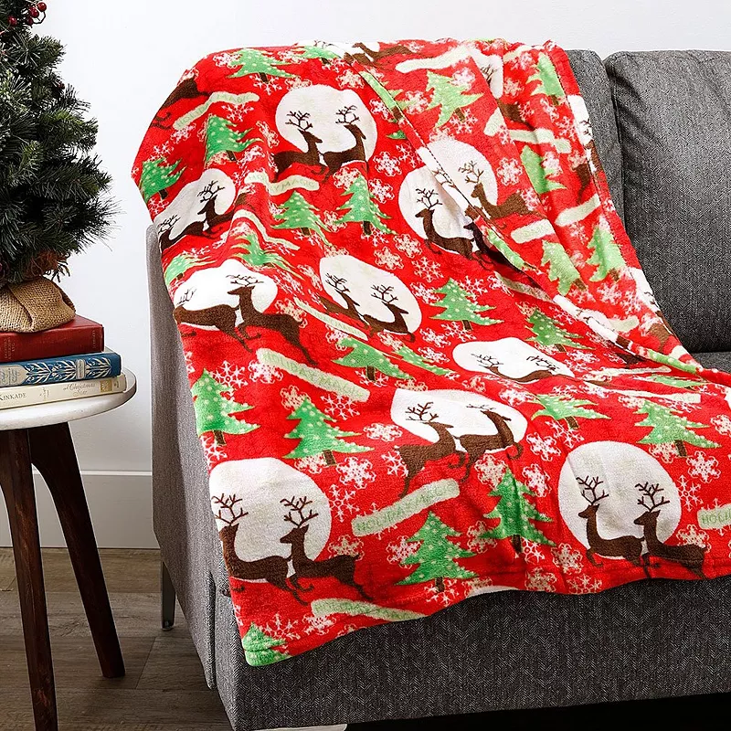 Plazatex Holiday Magic Microplush Decorative All Season 50 X 60 Throw Blanket