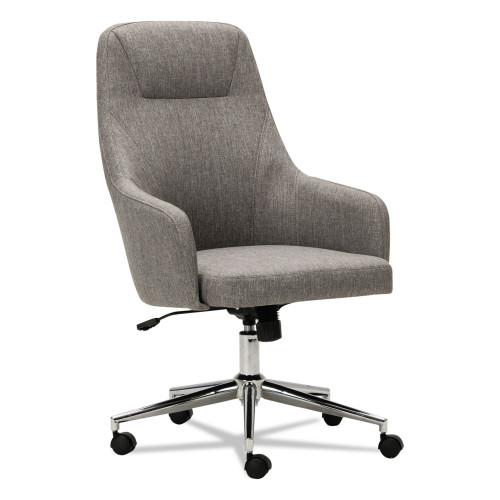 Alera Captain Series High-Back Chair， Supports Up to 275 lb， 17.1 to 20.1 Seat Height， Gray Tweed Seat/Back， Chrome Base (CS4151)