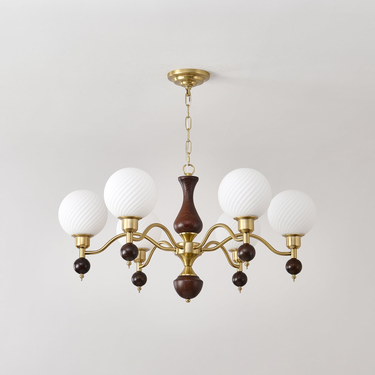 Globe Orb Wood Chandelier