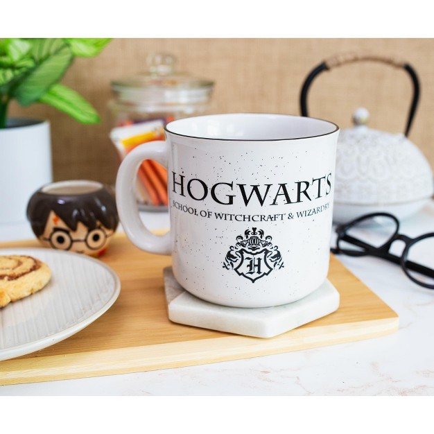 Silver Buffalo Harry Potter Hogwarts Logo Ceramic Camper Mug 20 Ounces