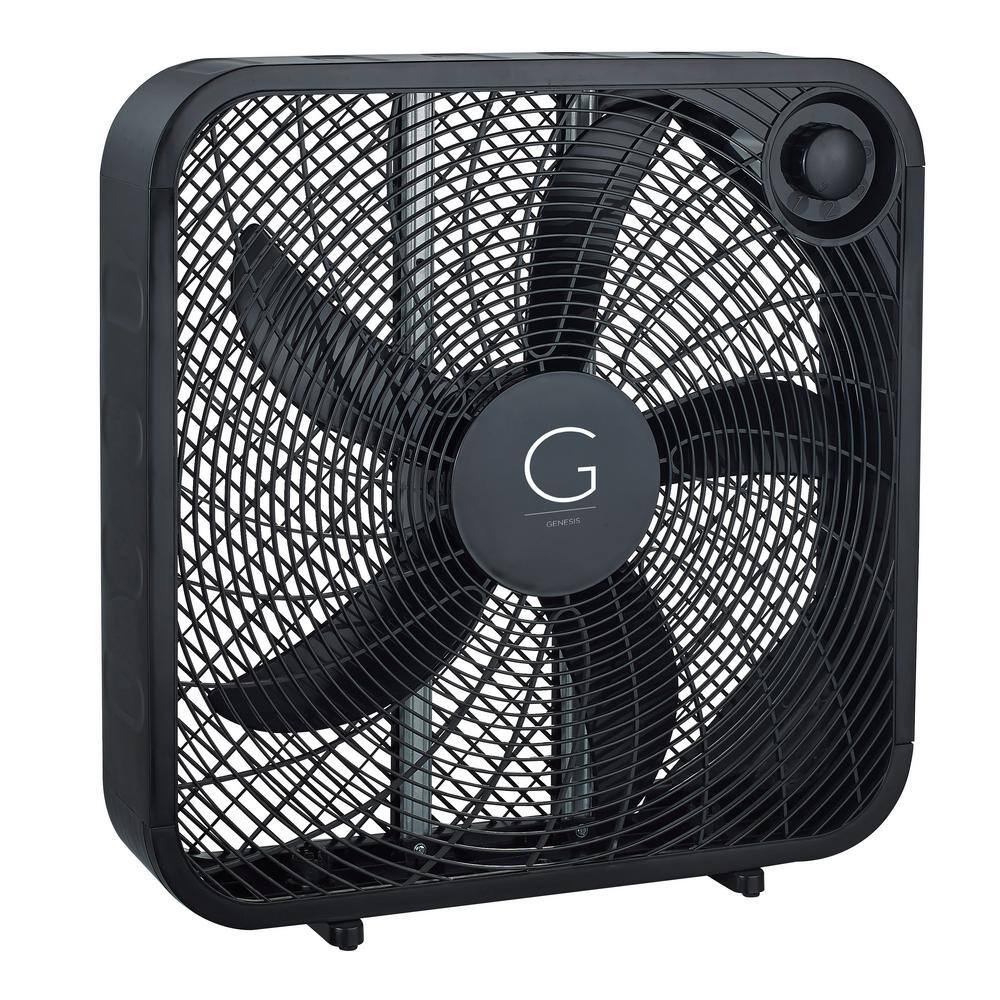 GENESIS 20 in. Black 3-Speed Settings Box Fan with Max Cooling Technology G20BOX-BLK