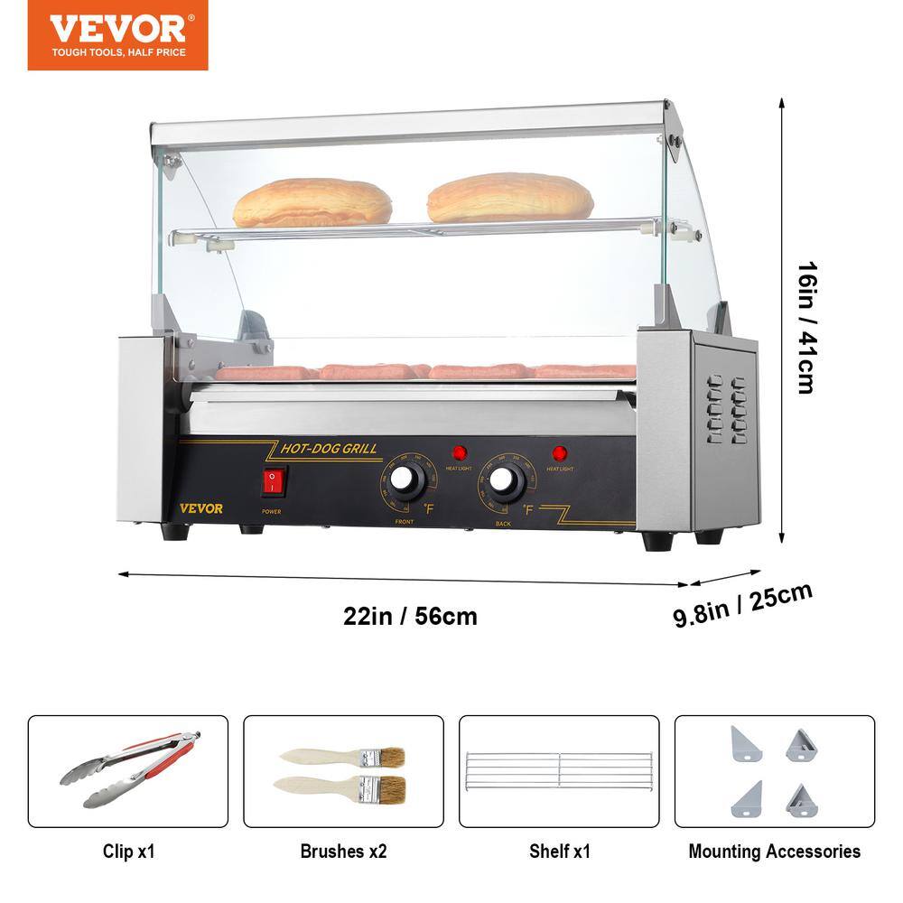 VEVOR Hot Dog Roller 5 Rollers 12 Hot Dogs Capacity Stainless Sausage Grill Cooker Machine ETL Certified GDSKCJG51000WXLEYV1