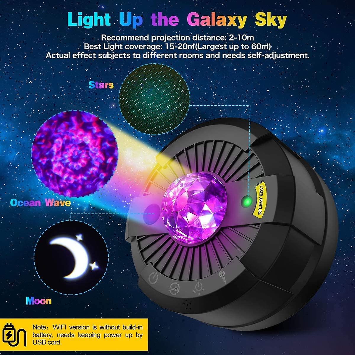 Starry Projector Galaxy Moon Ocean Wave Sky Night Light With Music Bluetooth Speaker Lamp For Decoration Birthday Gift Party