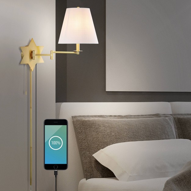 1 light David Swing Arm Star Wall Sconce With Pull chain And Usb Charging Port Jonathan Y