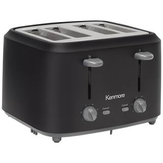 KENMORE Kenmore 4-Slice Toaster with Dual Controls Matte Black and Grey Wide Slots Adjustable Browning KKTS4SB