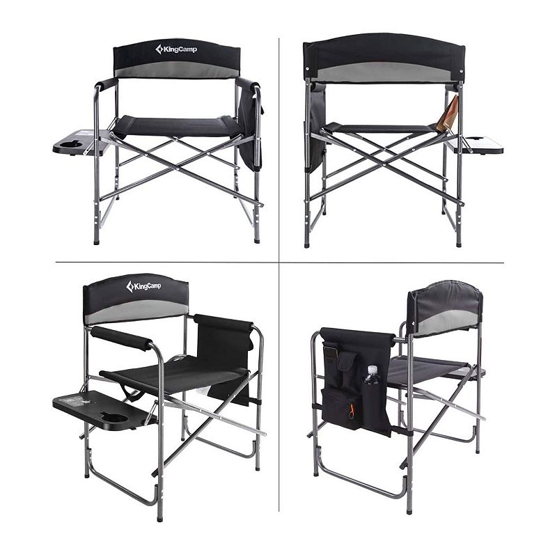 KingCamp Compact Camping Folding Chair with Side Table and Storage Pocket， Grey