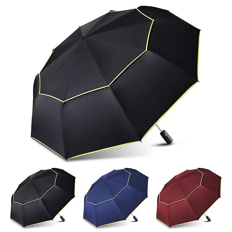 120cm Fully-automatic Double Big Umbrella Rain Women 3folding Wind Resistant Large Umbrella Men Travel Business Car Umbrellas